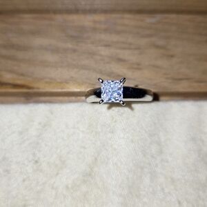 1k Princess Cut Diamonique Silver Women's Ring